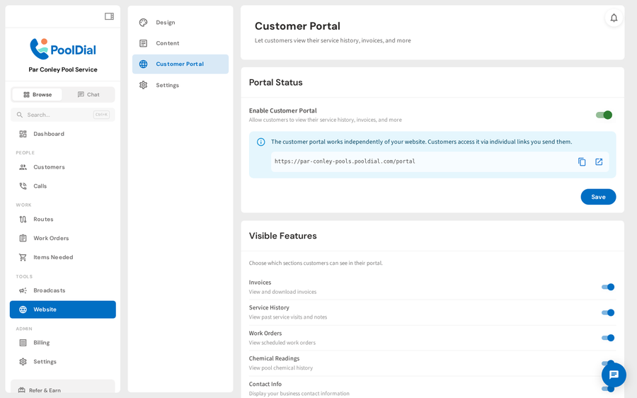 Portal visibility settings