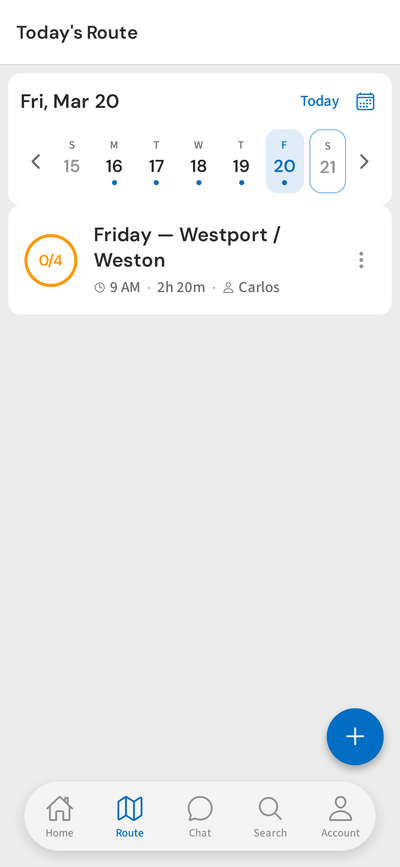 Mobile view of today's route