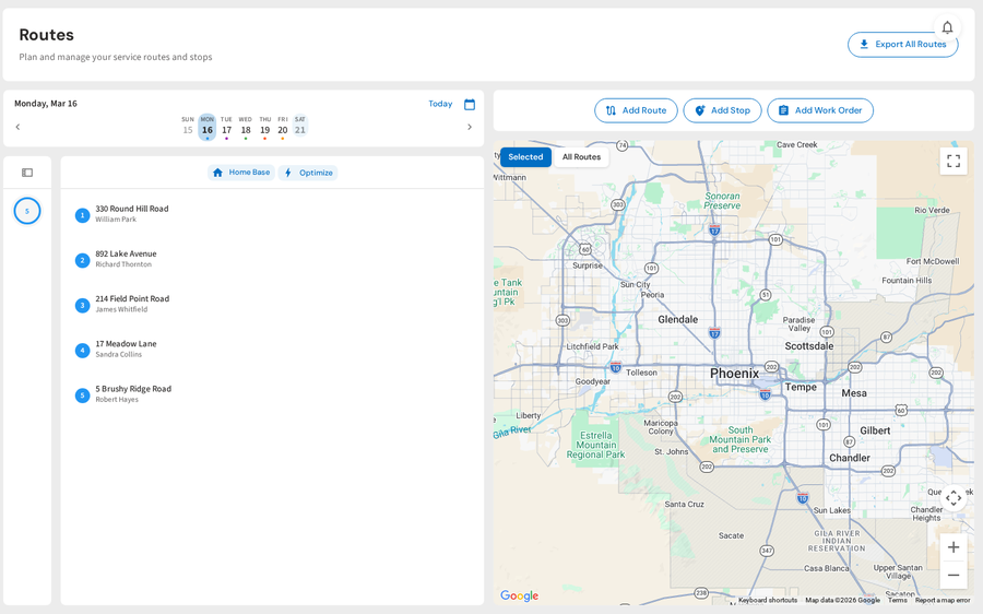 Route management with stop reordering