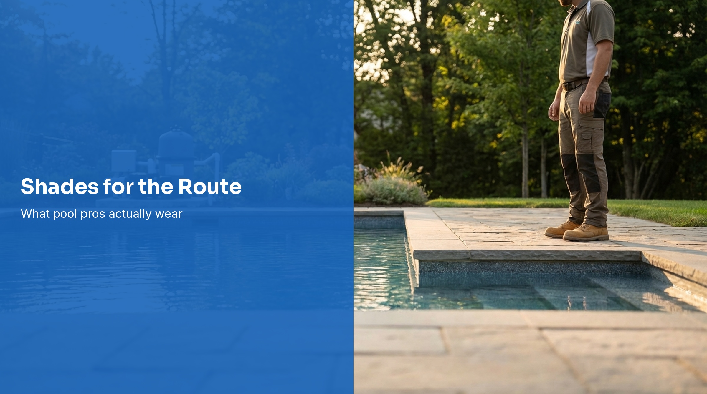 Polarized sunglasses on a pool service truck dashboard