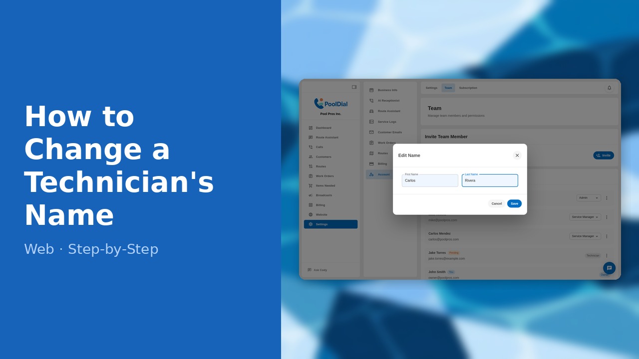 How to Change a Technician's Name