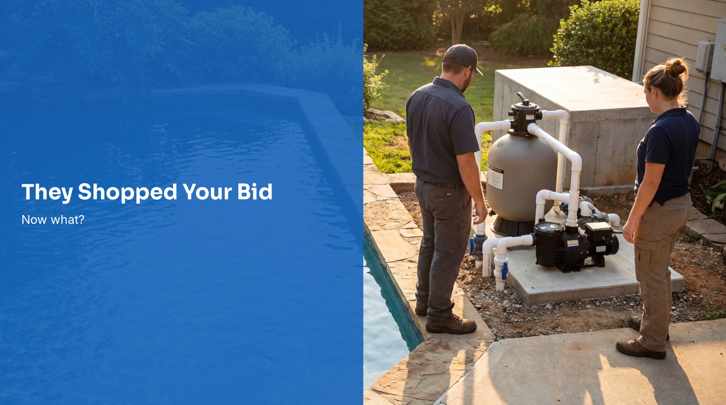 Pool service professional reviewing a repair estimate