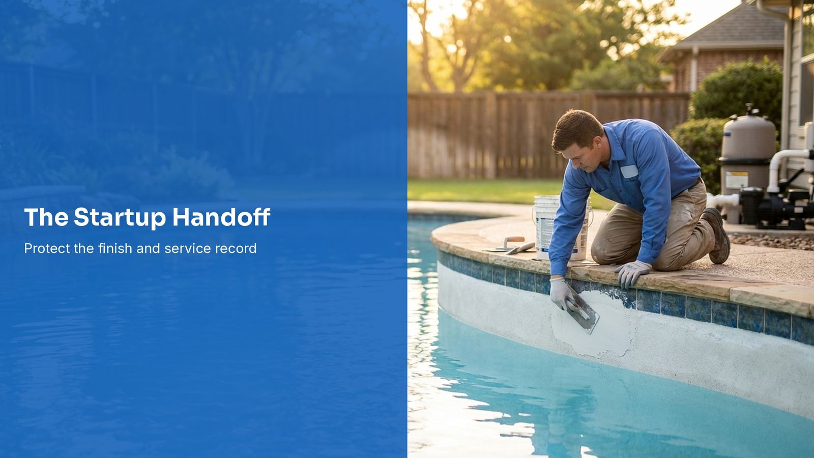 Pool professional documenting a newly plastered swimming pool