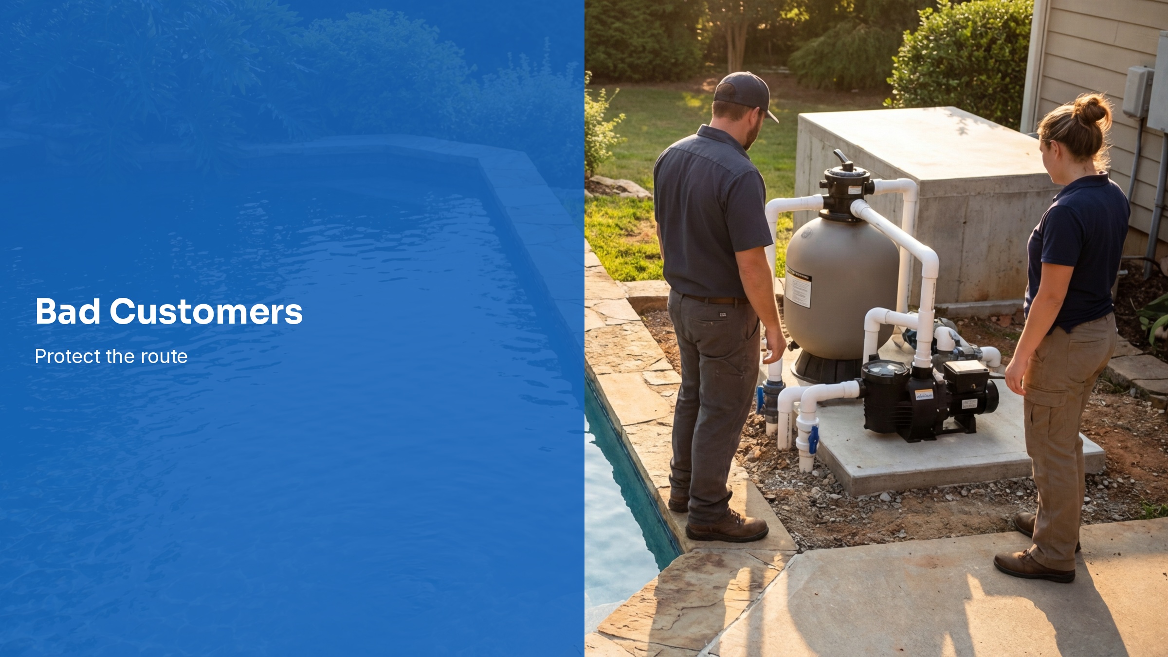Pool service owner deciding whether to cancel a difficult customer