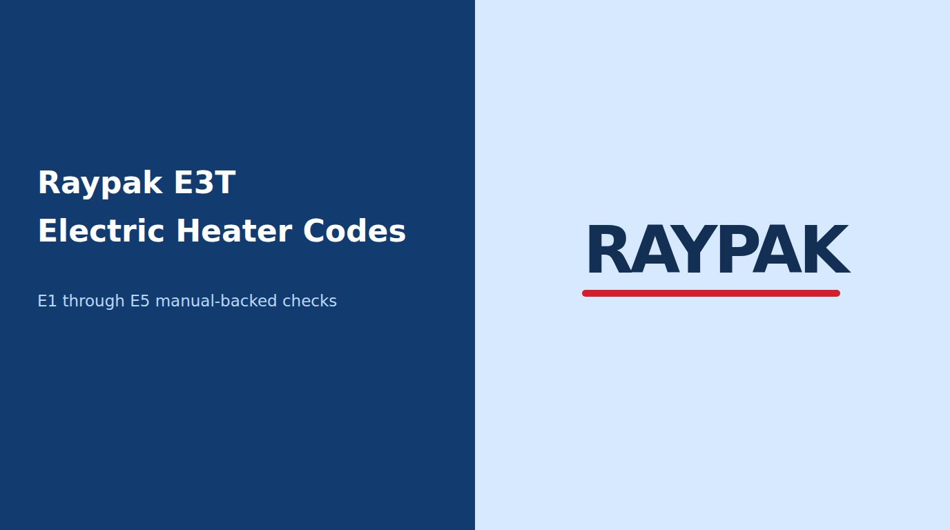 Raypak E3T Electric Heater Diagnostic Guide