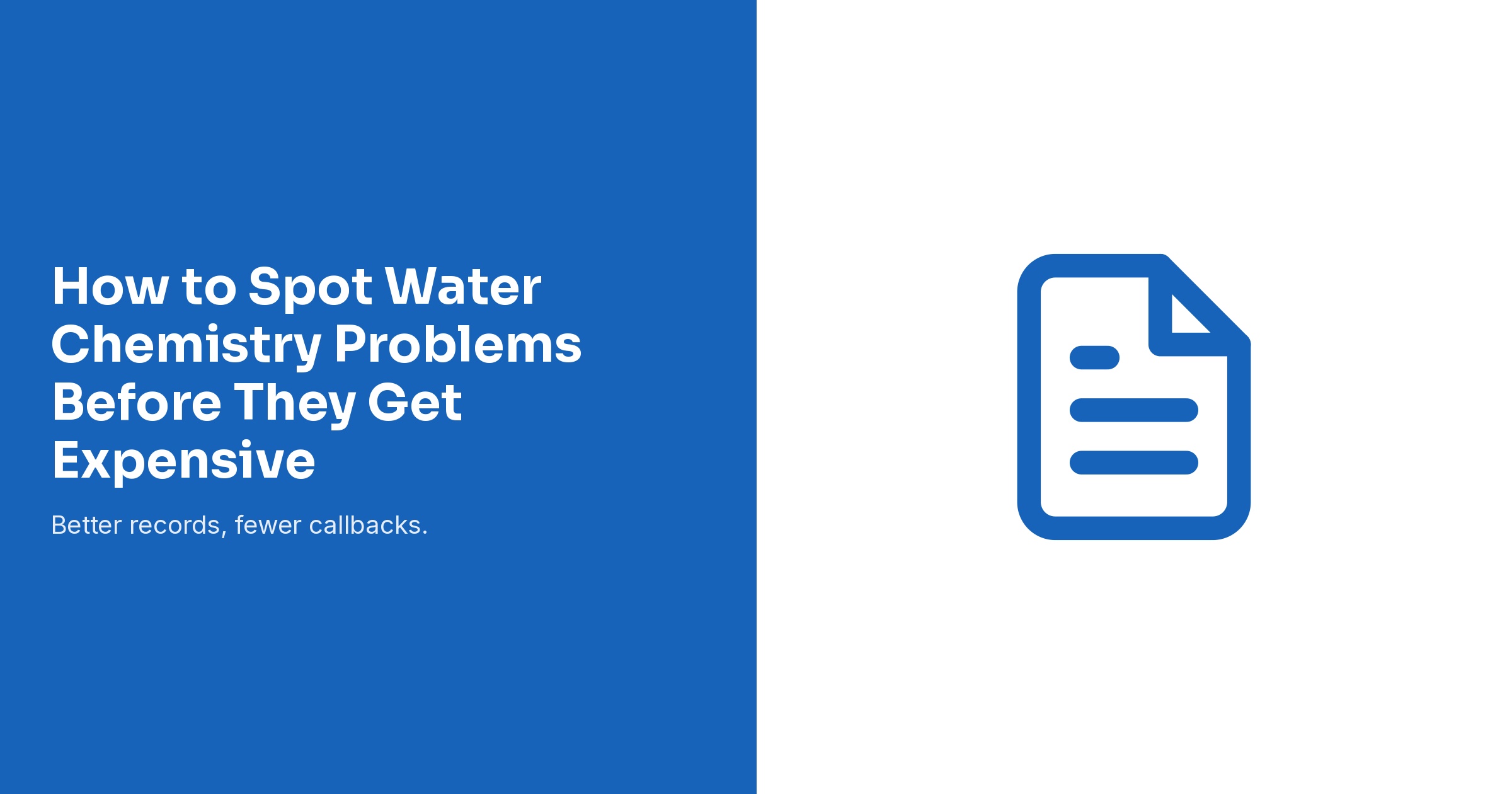 How to Spot Water Chemistry Problems Before They Get Expensive