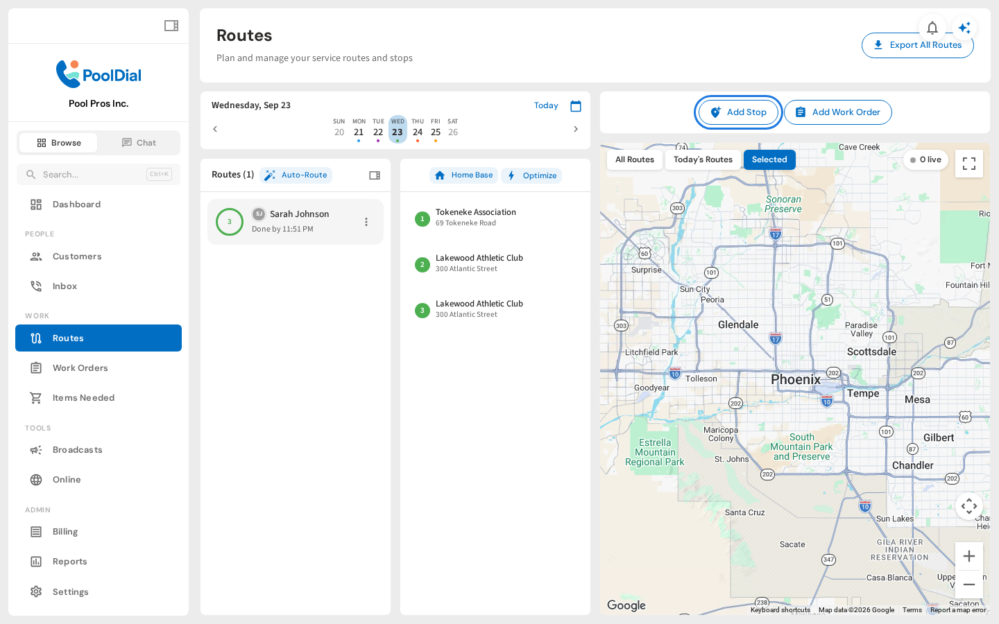 Open Routes and click Add Stop