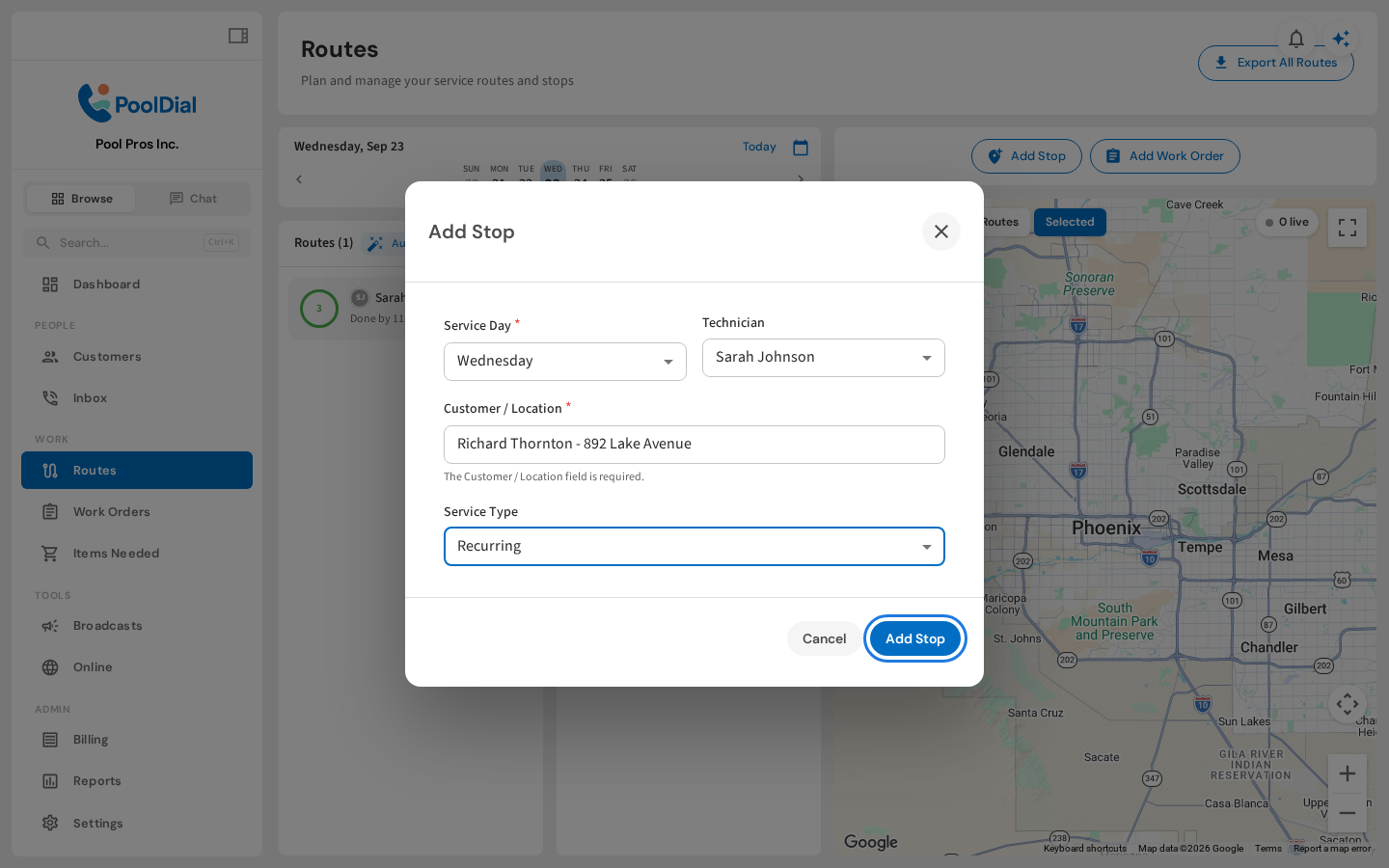 Review and add the stop