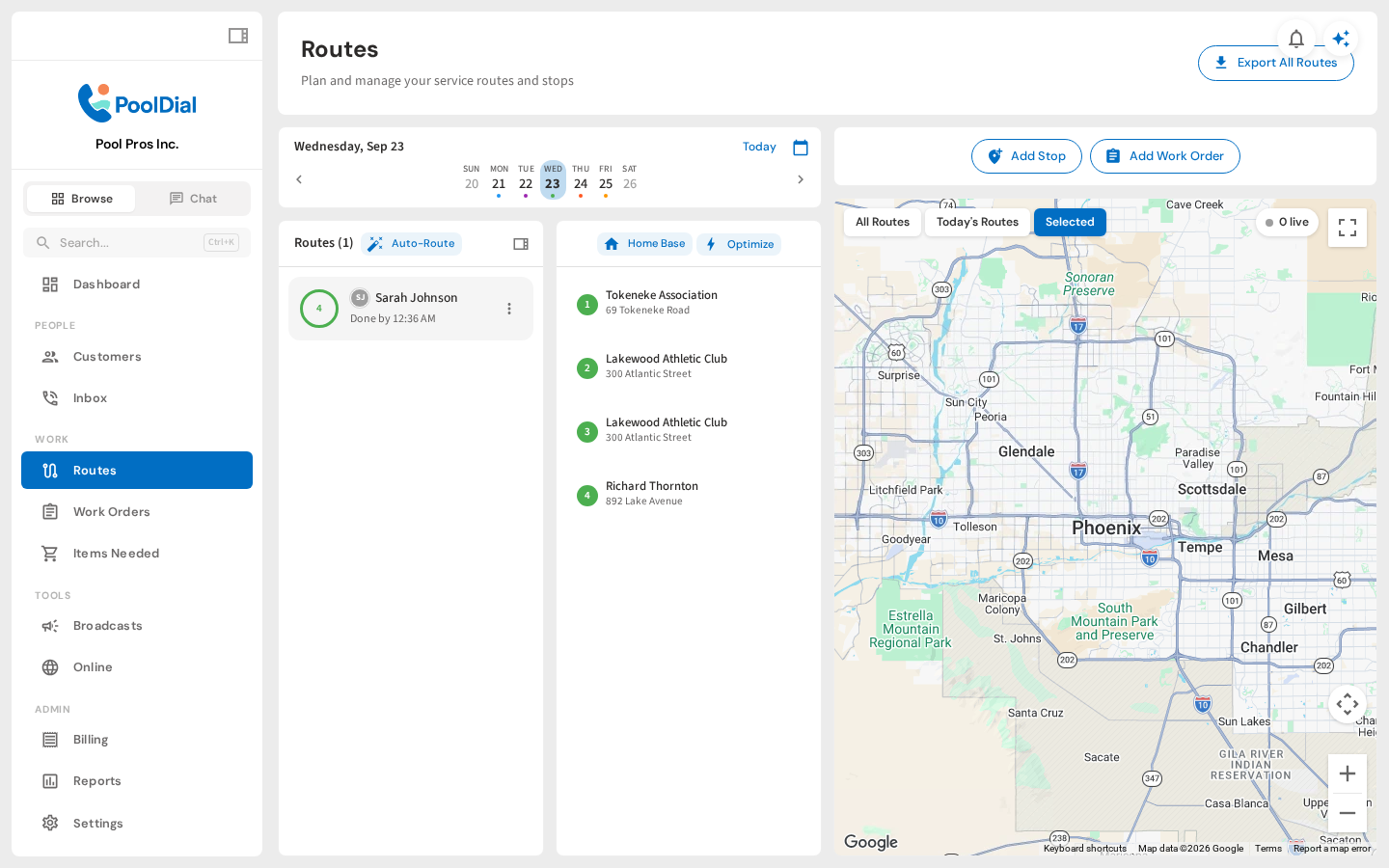 Confirm the stop on the route