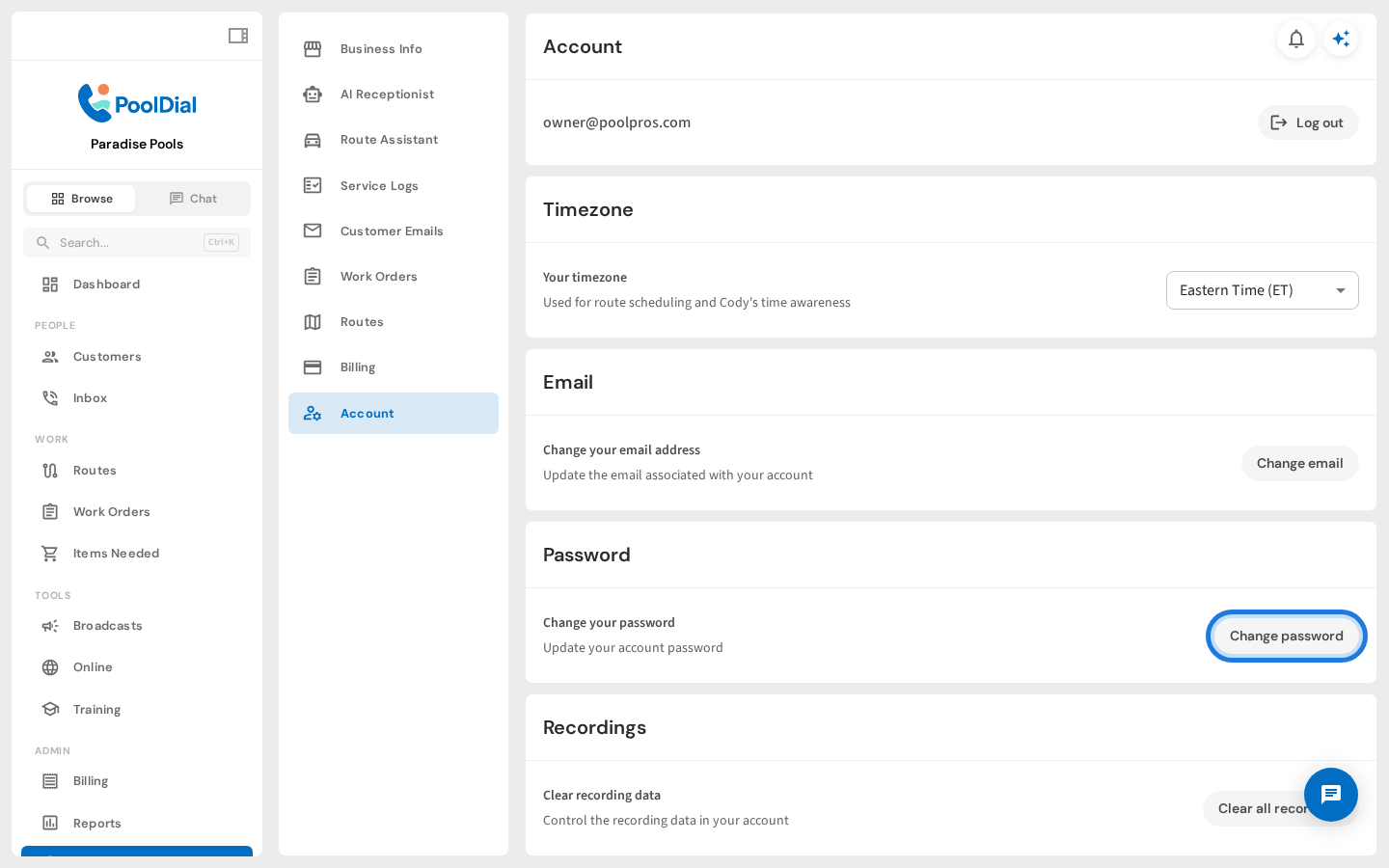 Click Change password