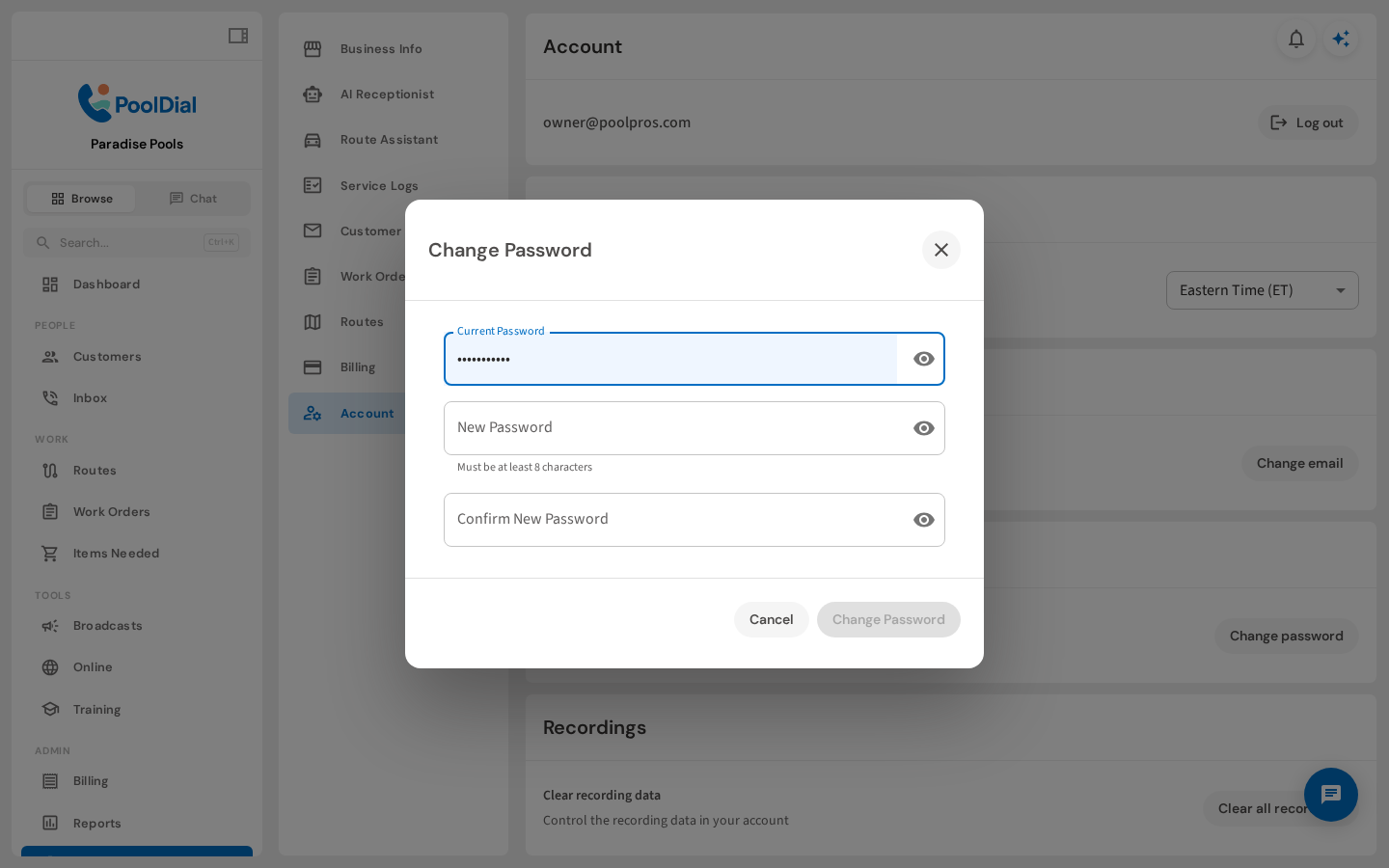 Enter your current password
