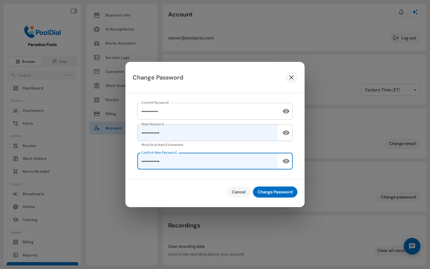 Enter and confirm your new password