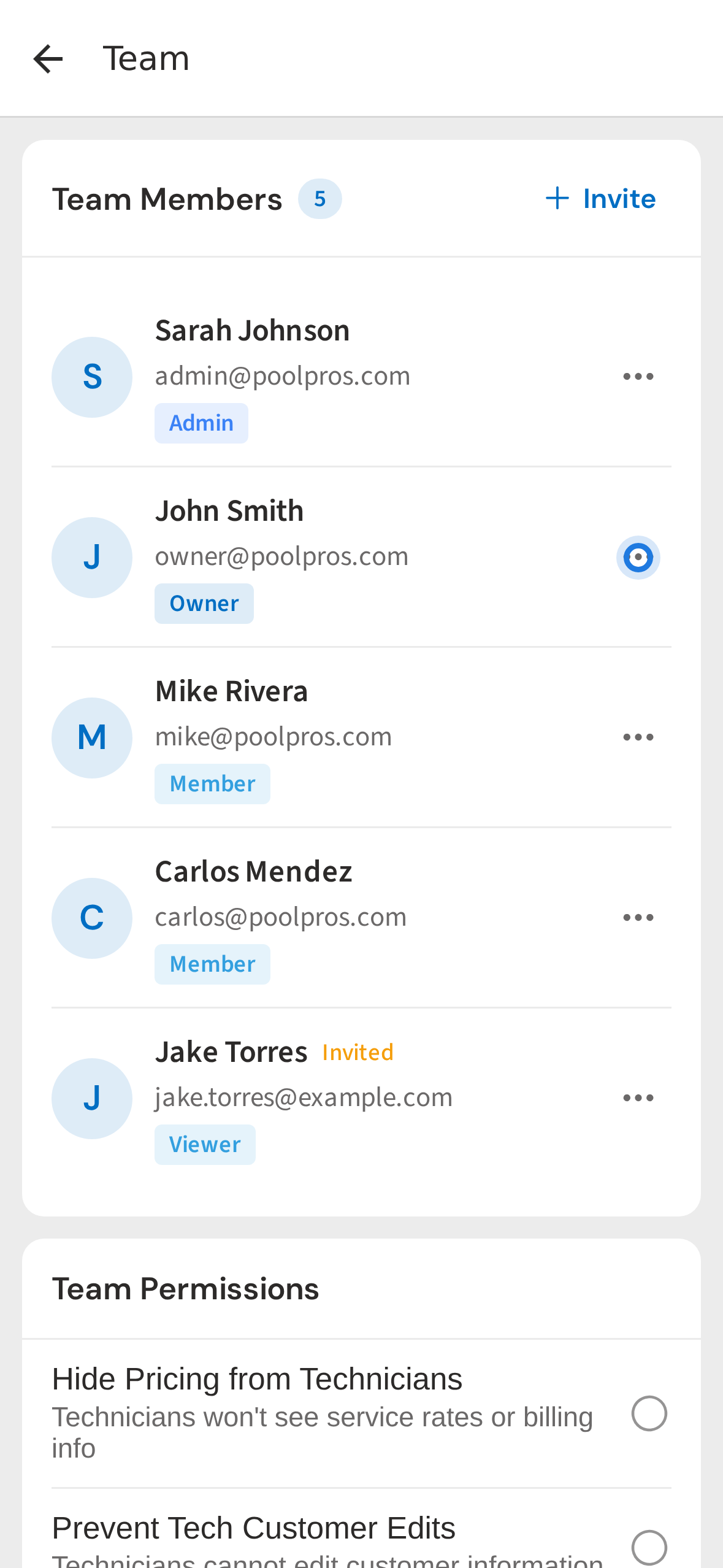 Tap the action menu on your own row