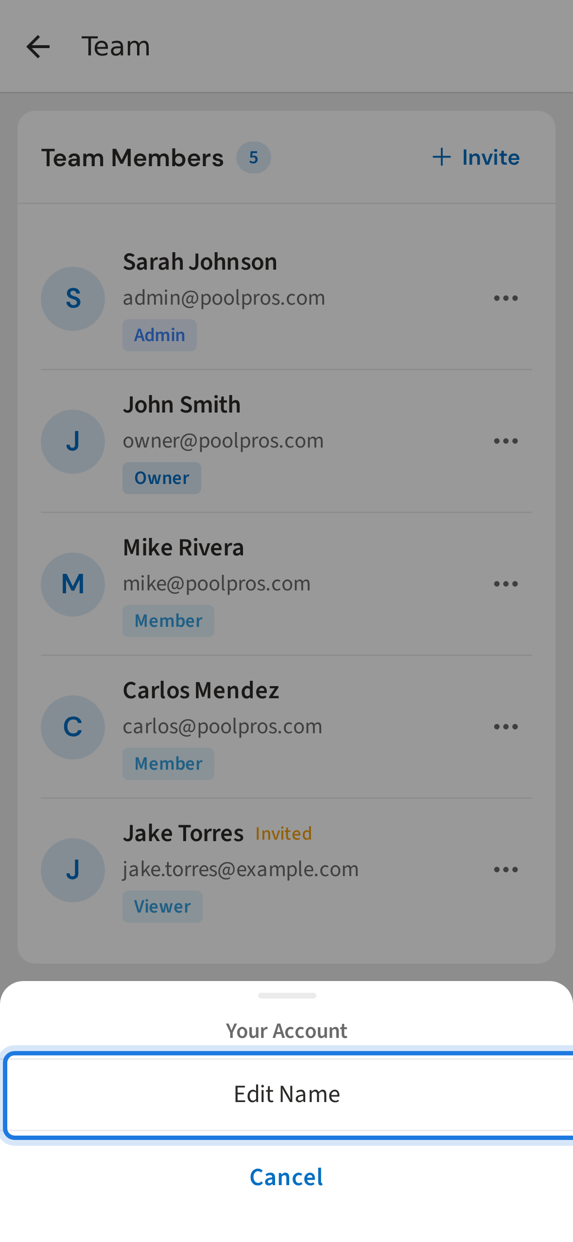 Tap Edit Name from the action sheet