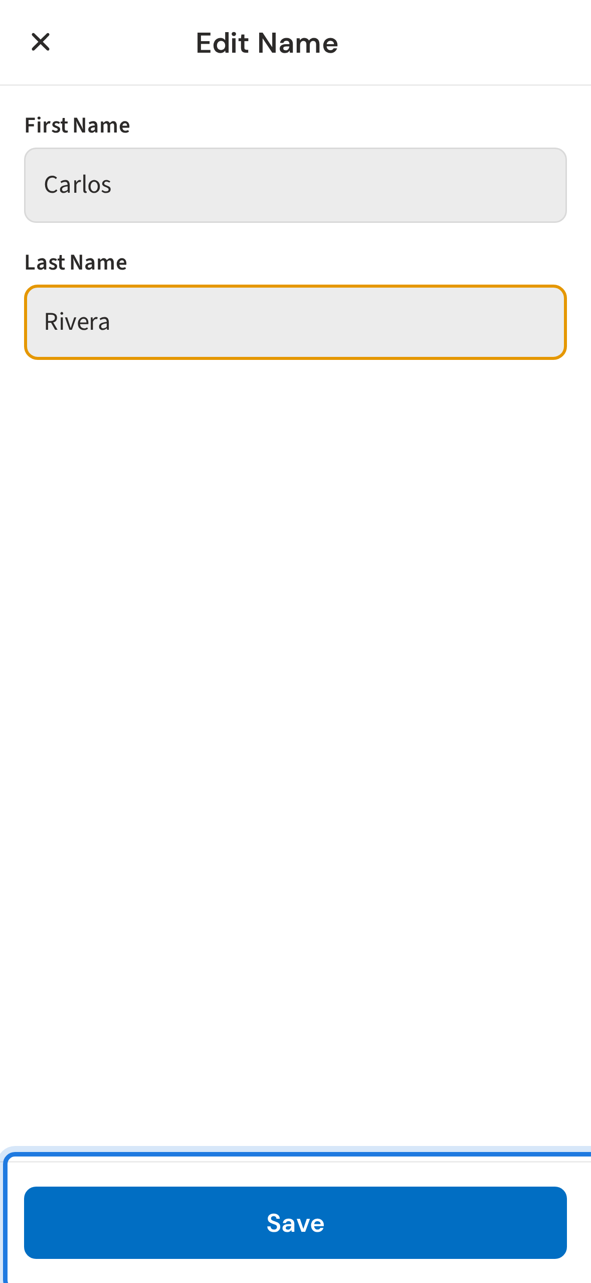 Tap Save to apply the name change