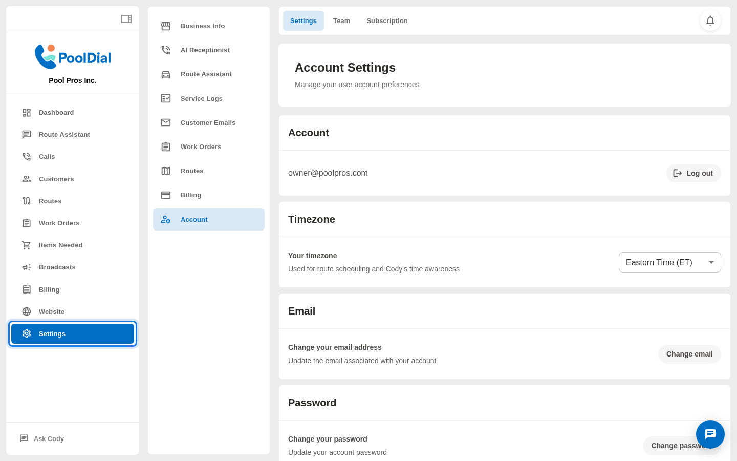 Open Settings from the sidebar