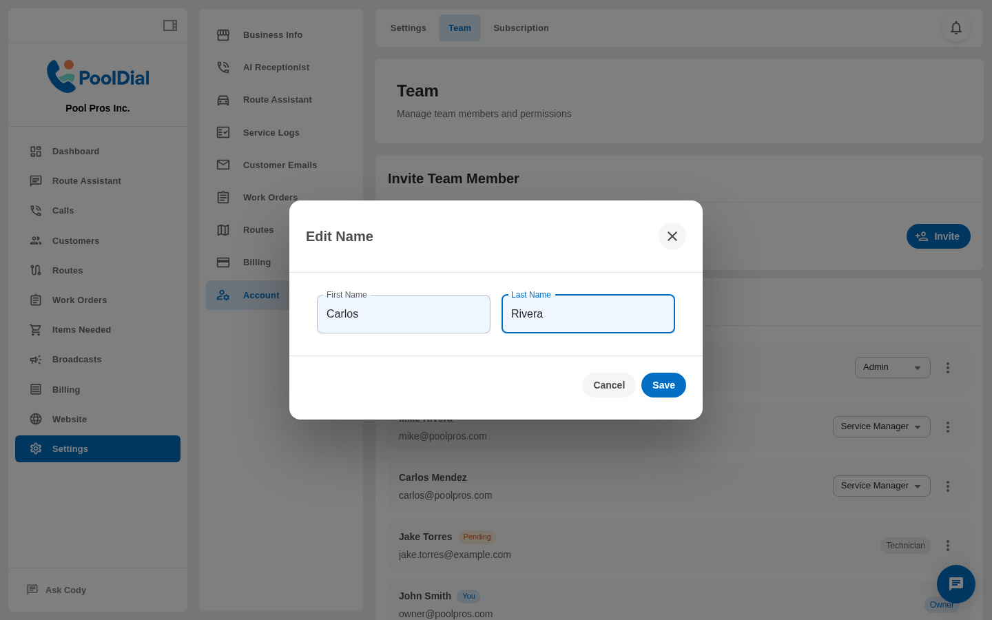 Enter the new first and last name
