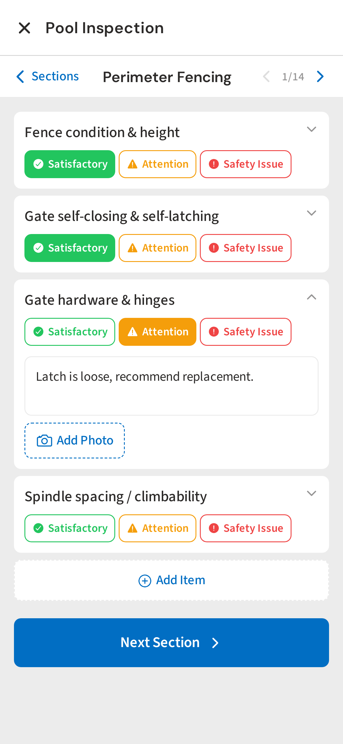 Mark an item as Attention with notes