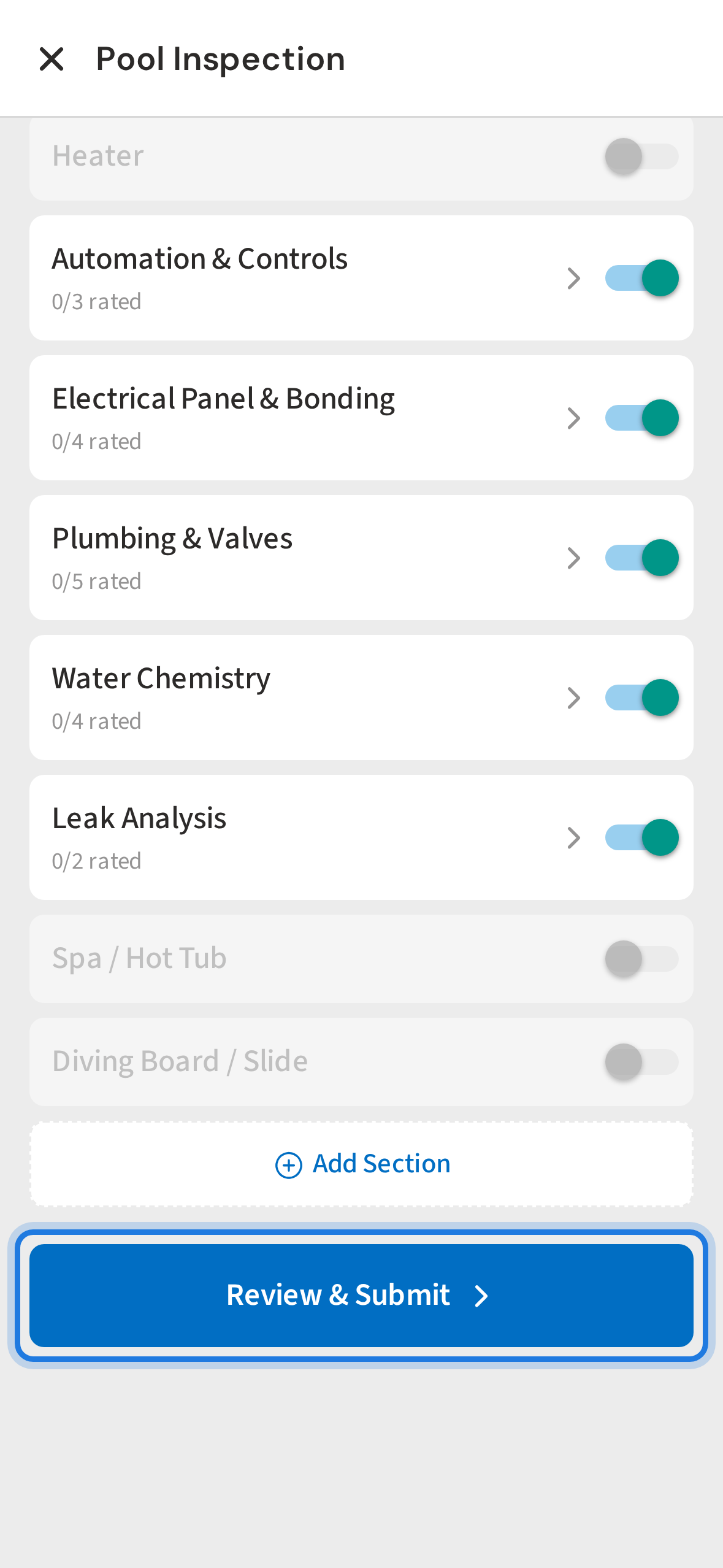 Tap Review & Submit when finished