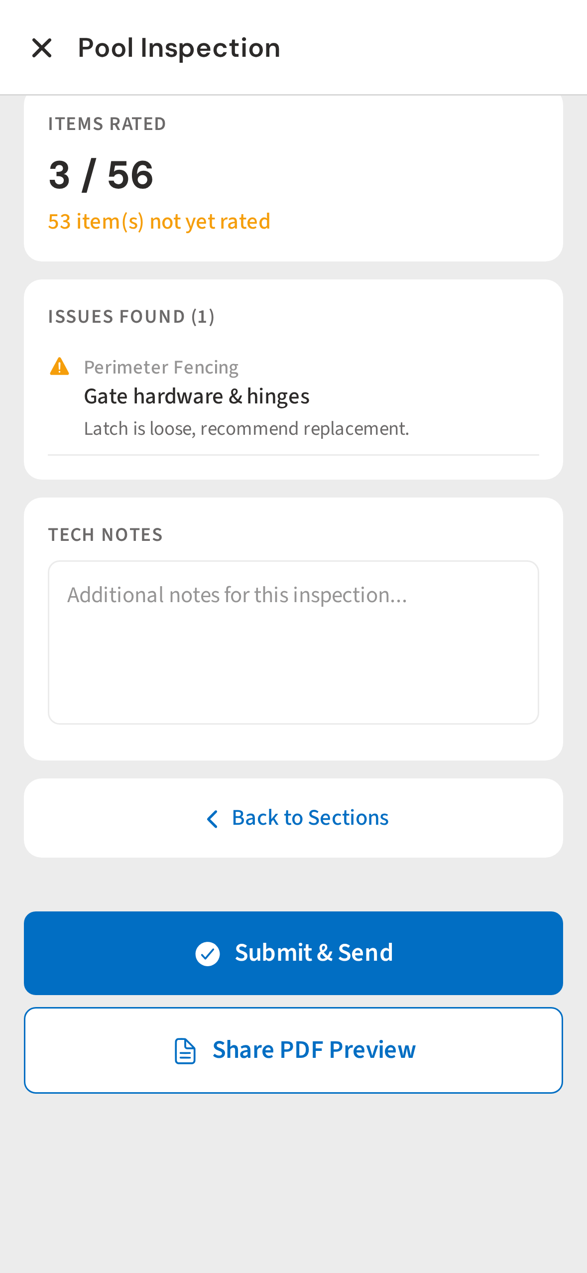 Review the inspection summary