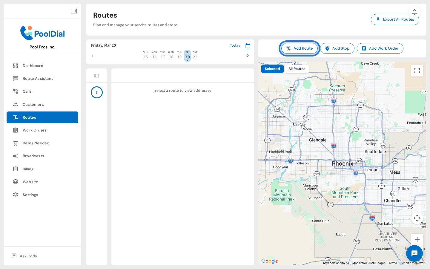 Click Add Route