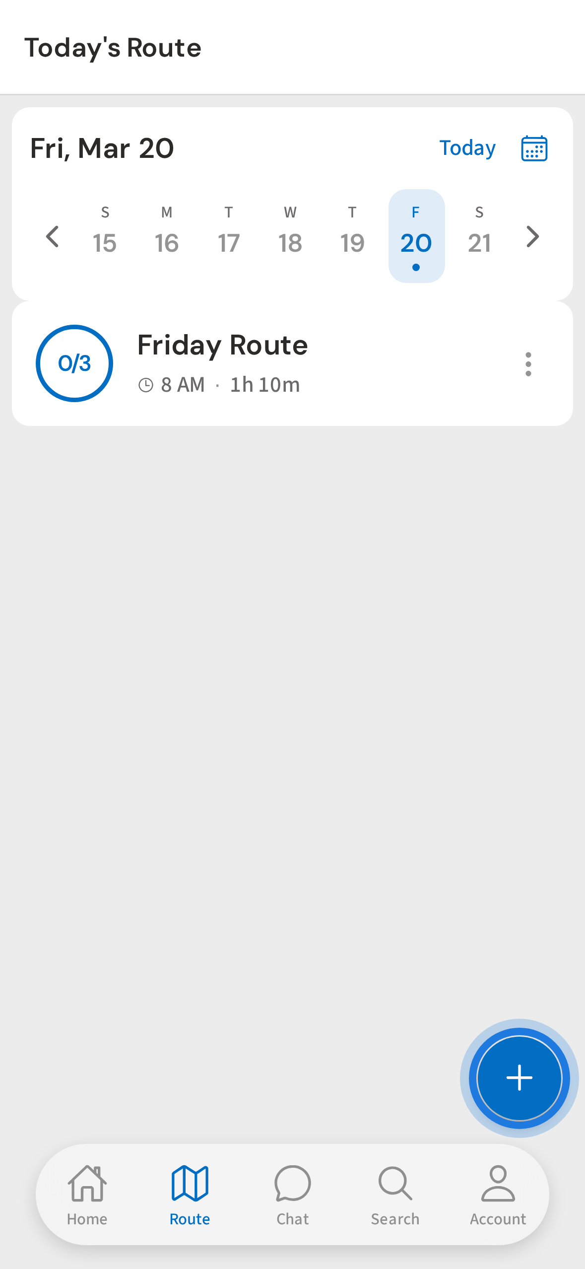 Tap + to open the quick-add menu