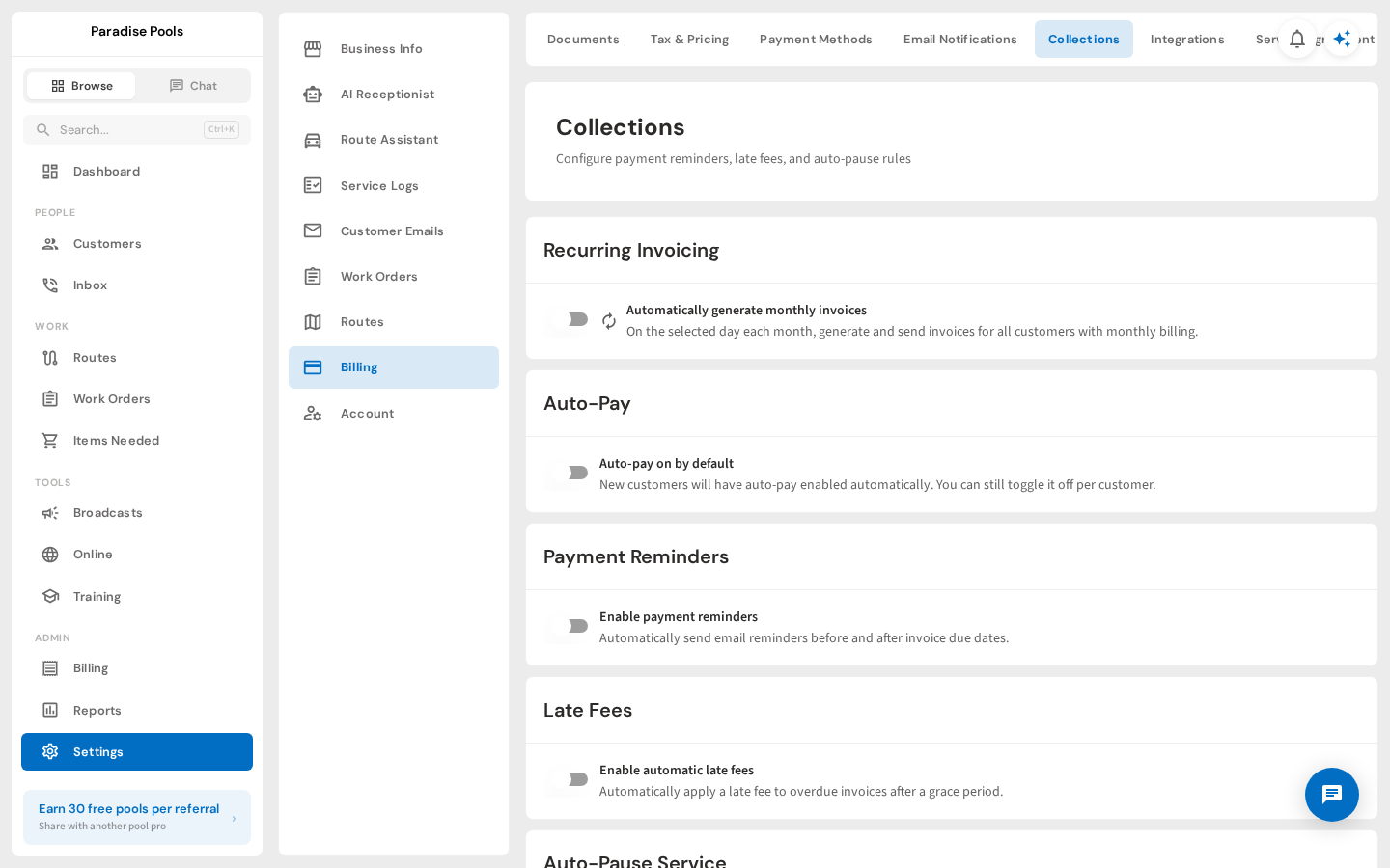 Go to Settings, Billing, Collections