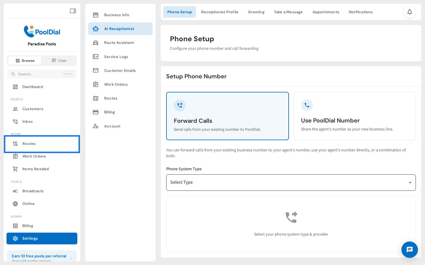 Click Routes in settings