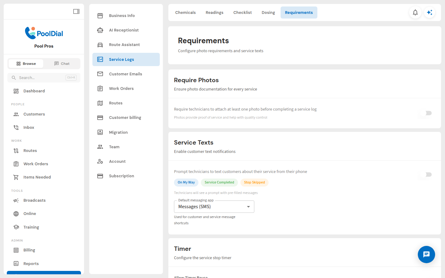 Open Settings and choose Requirements