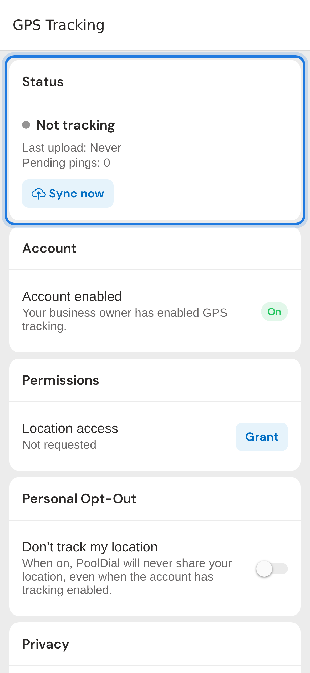 Status section