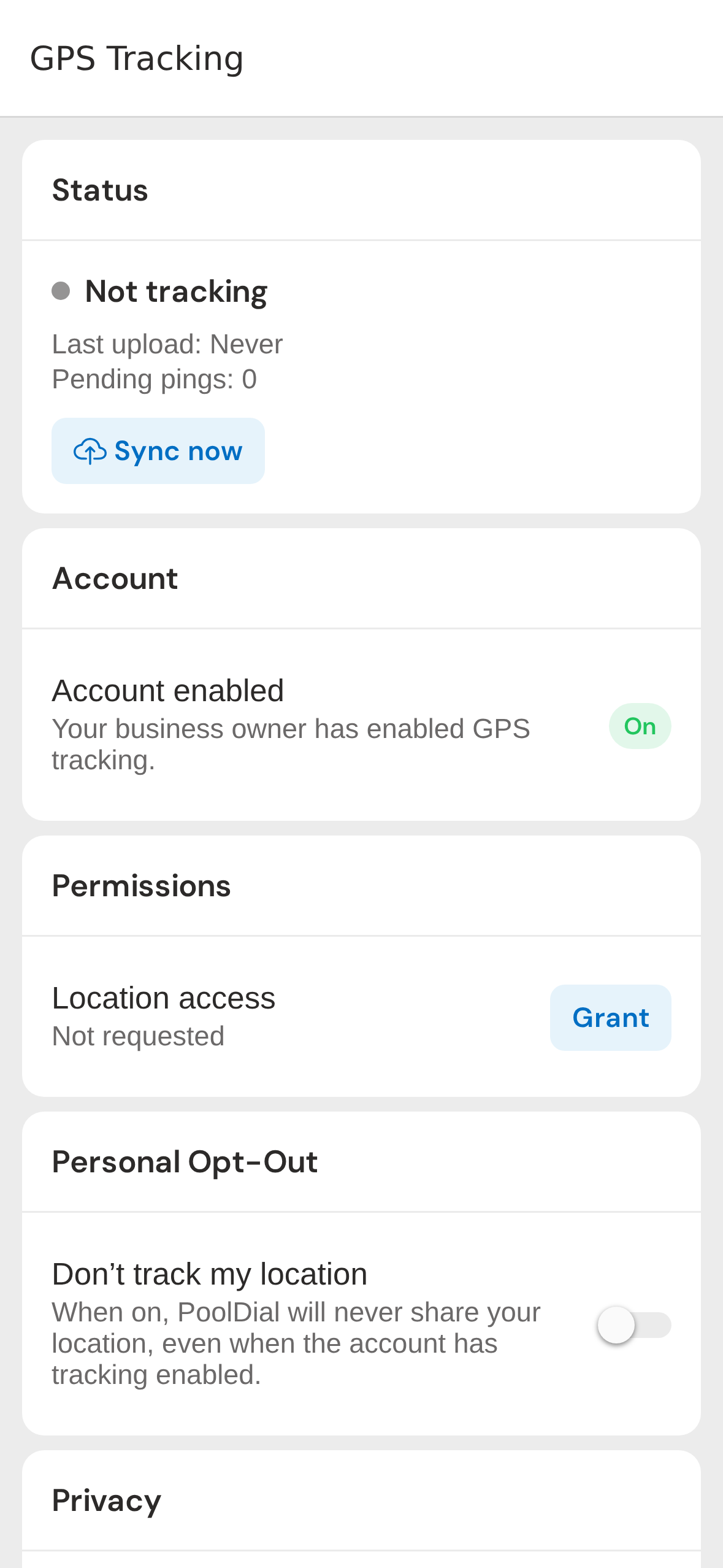 Account enabled section
