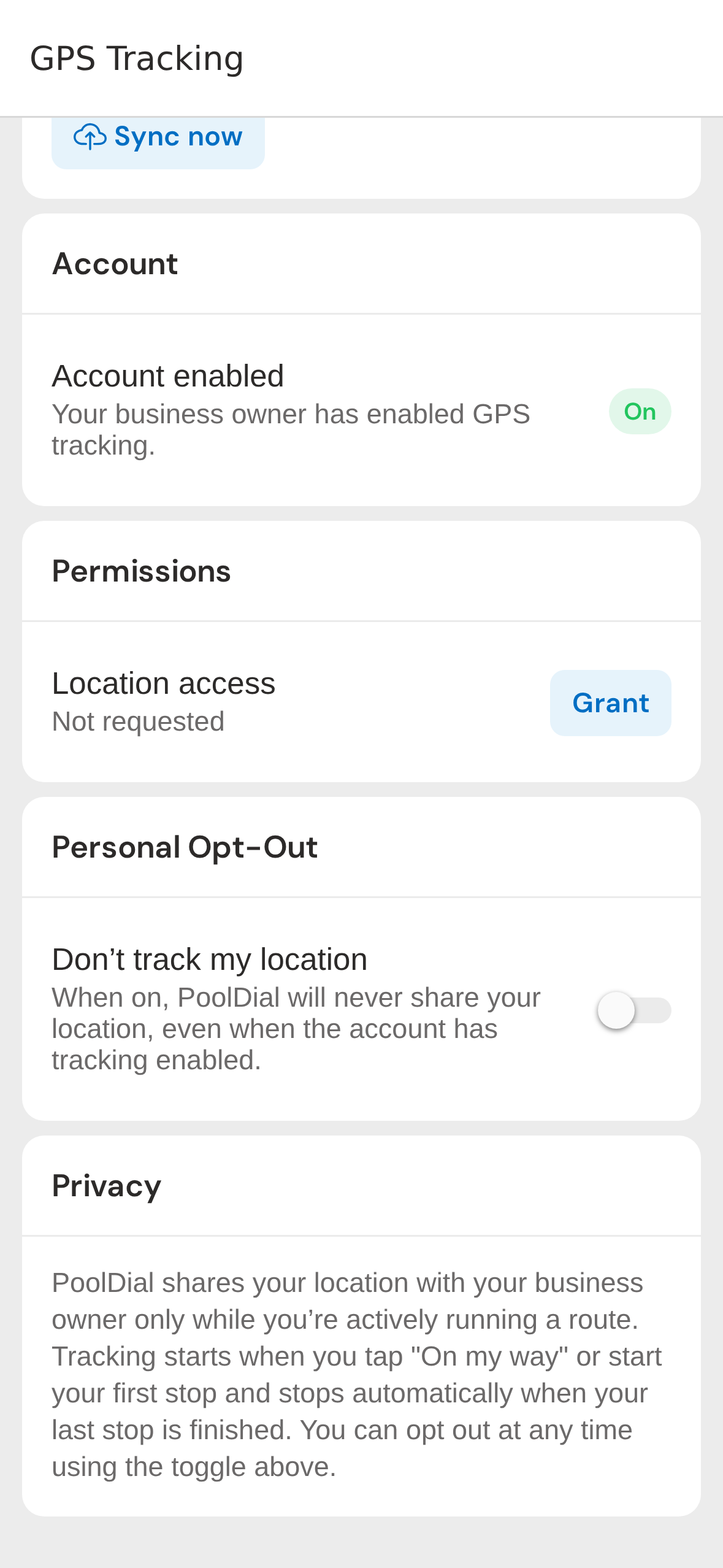 Personal Opt-Out toggle