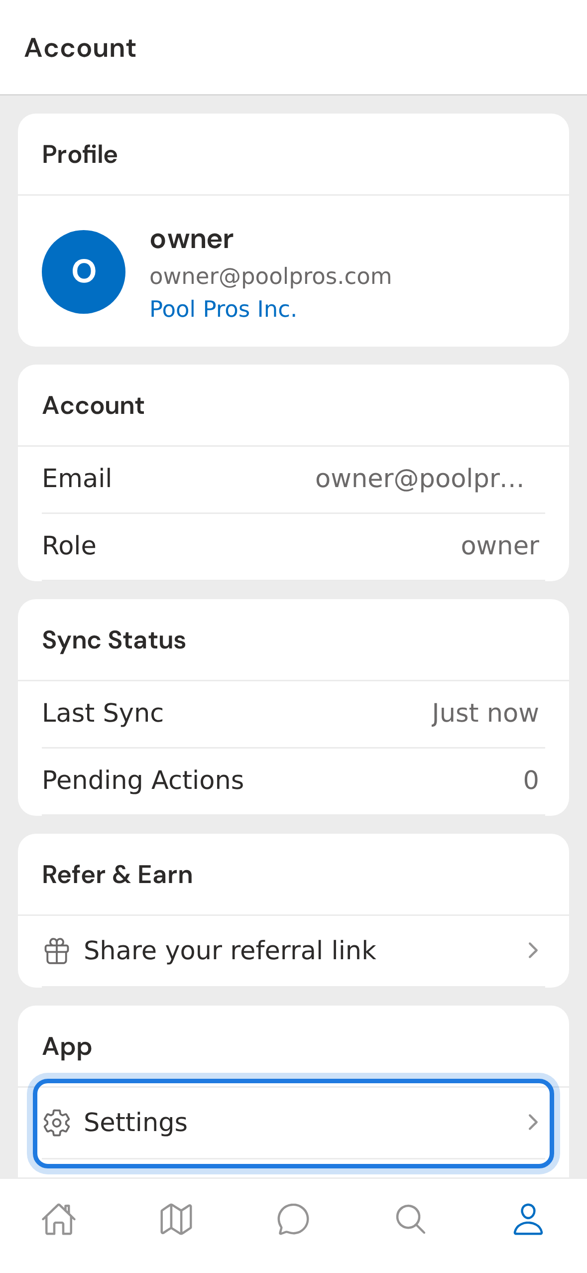 Account tab then Settings
