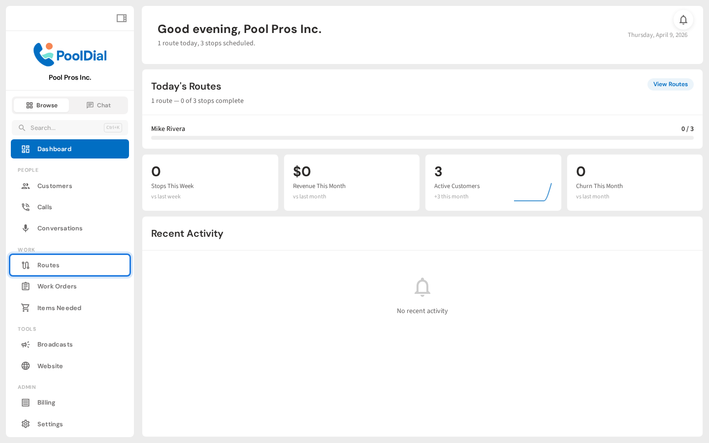 Click Routes in the sidebar