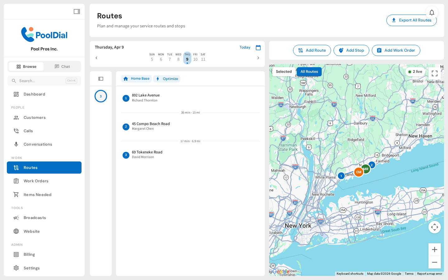 Switch to All Routes to see every tech at once