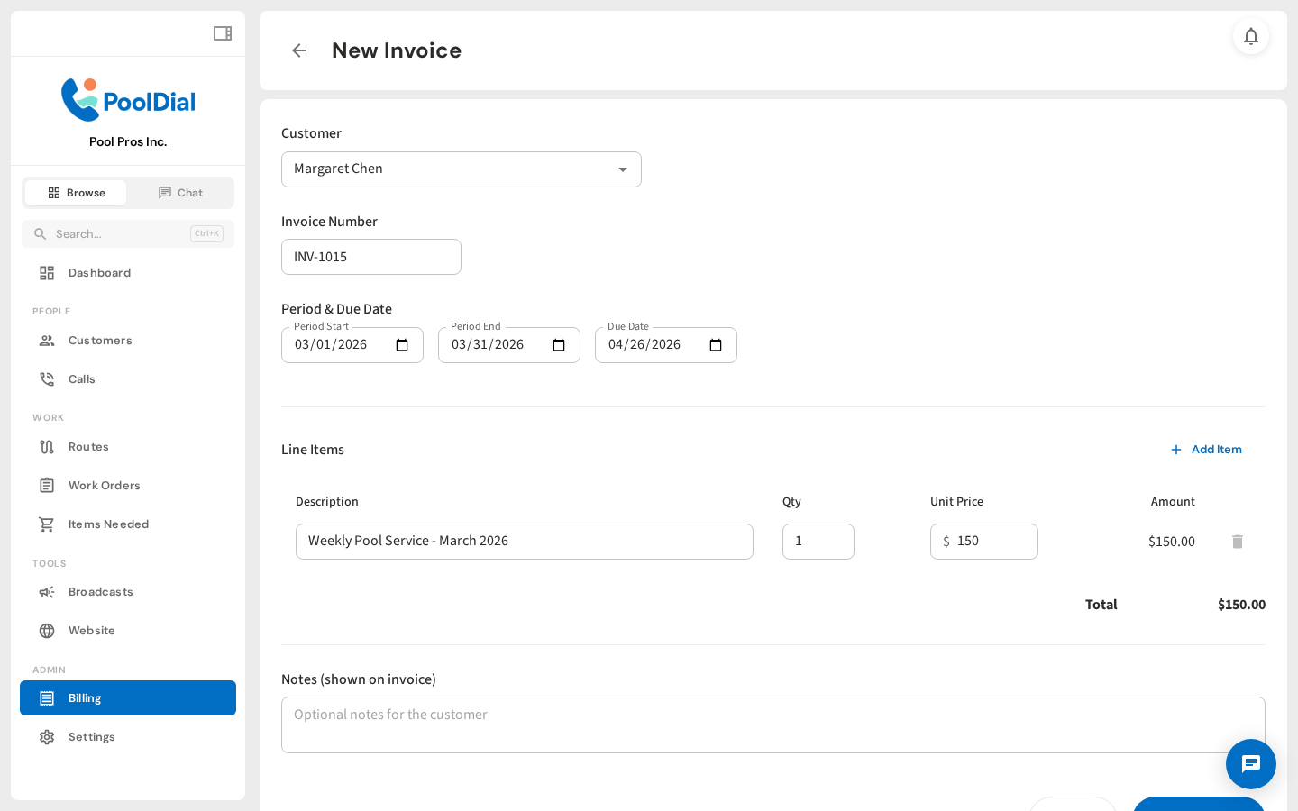 Fill in the invoice details