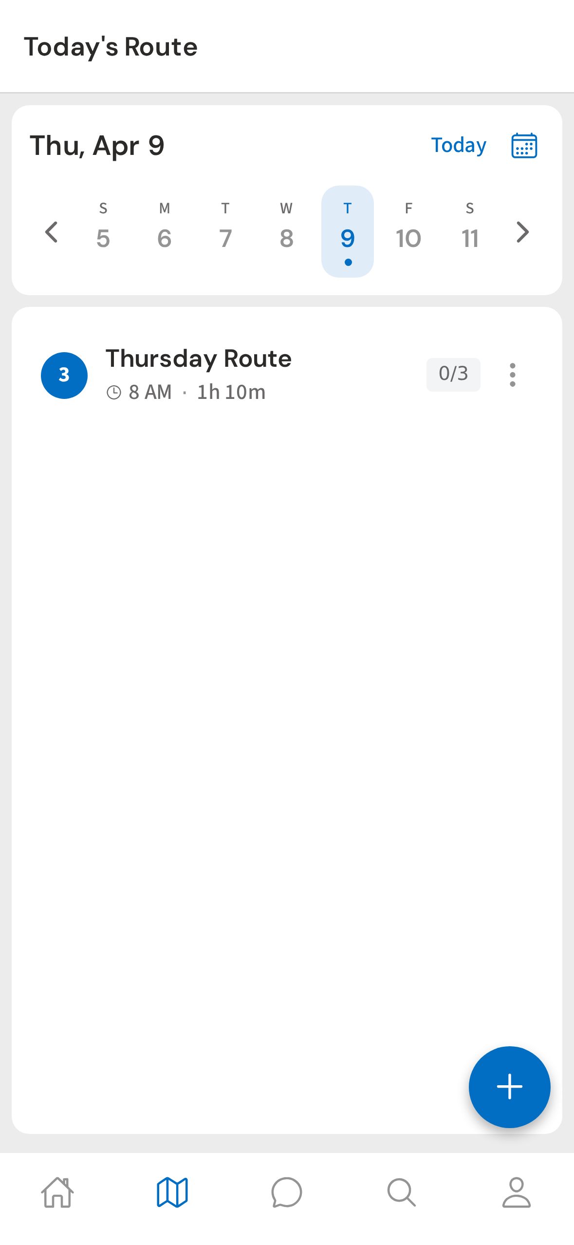 Today's route on the Route tab