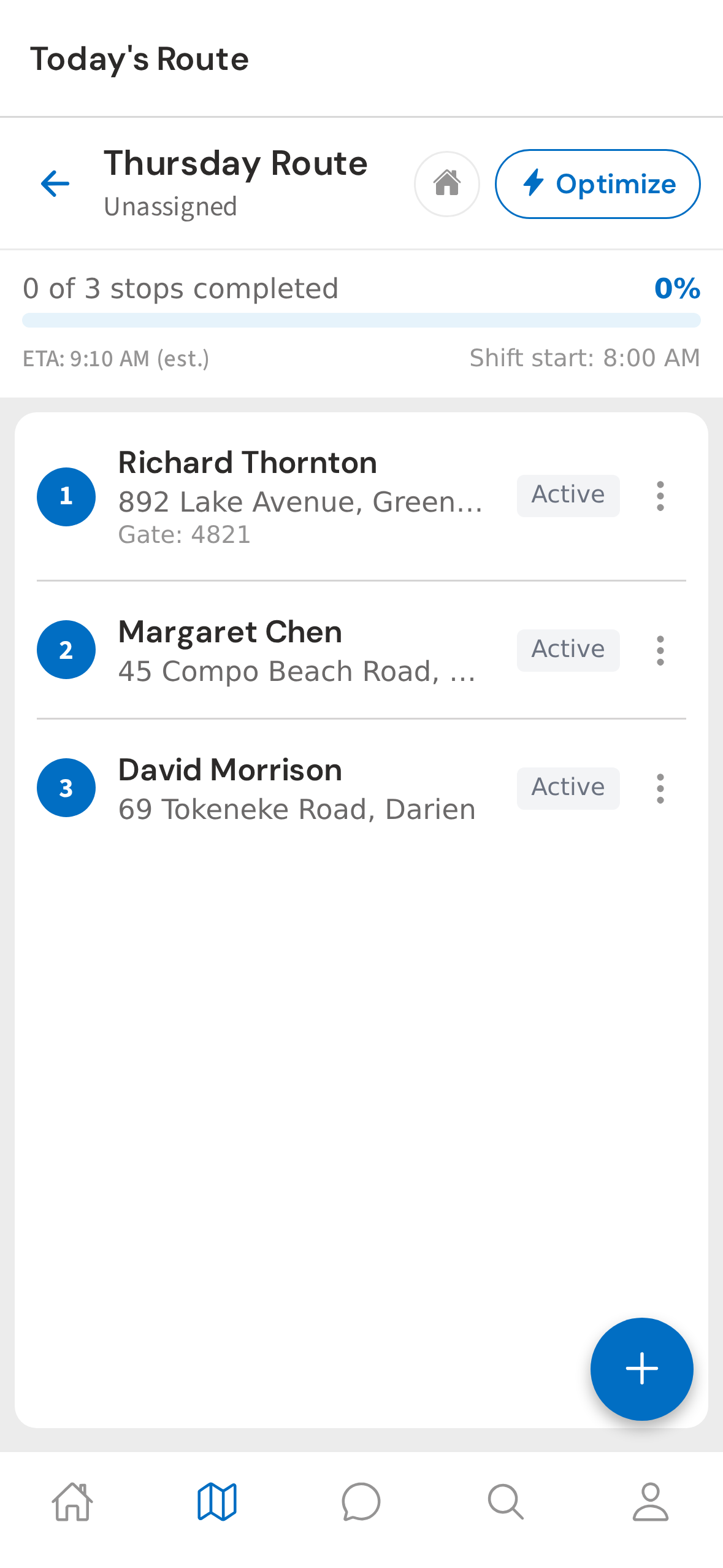 Stop list — tap Richard Thornton