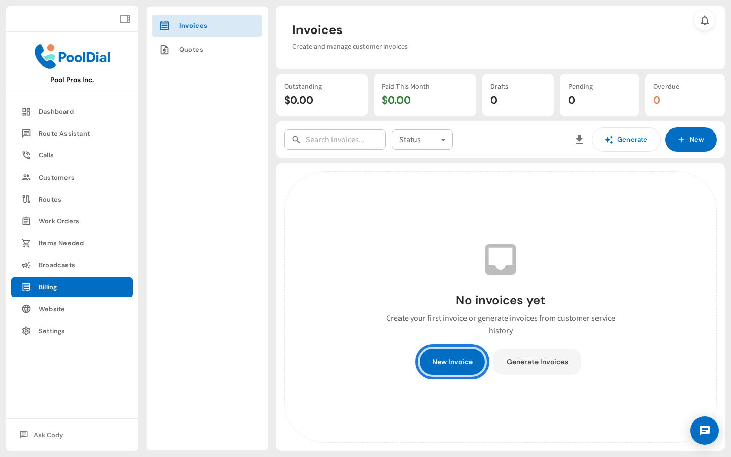 Click + New Invoice