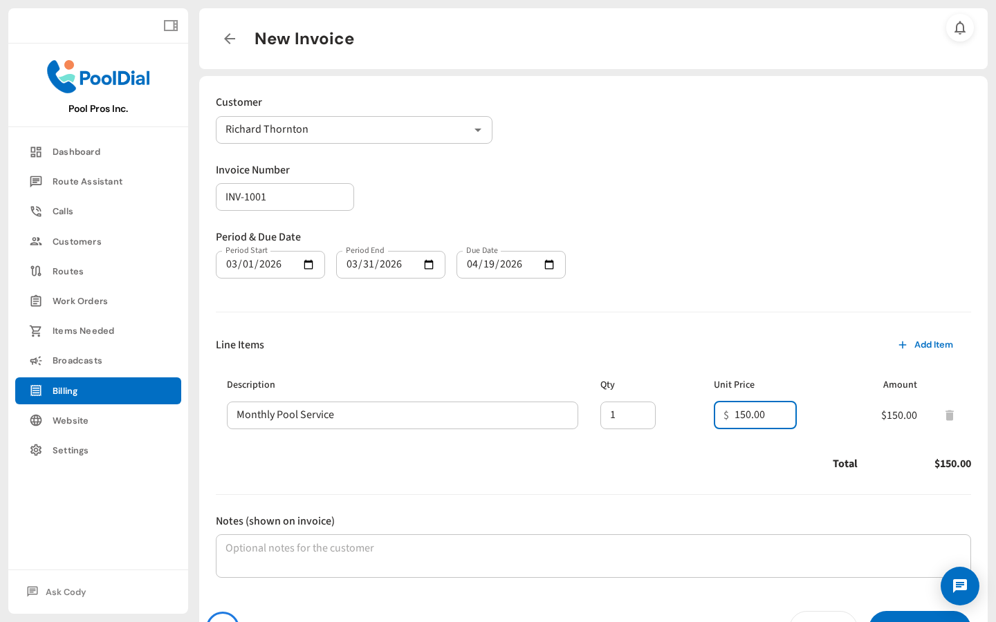 Check Send invoice immediately to email it on save
