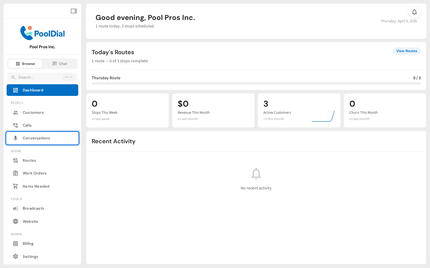 Sidebar -> Conversations