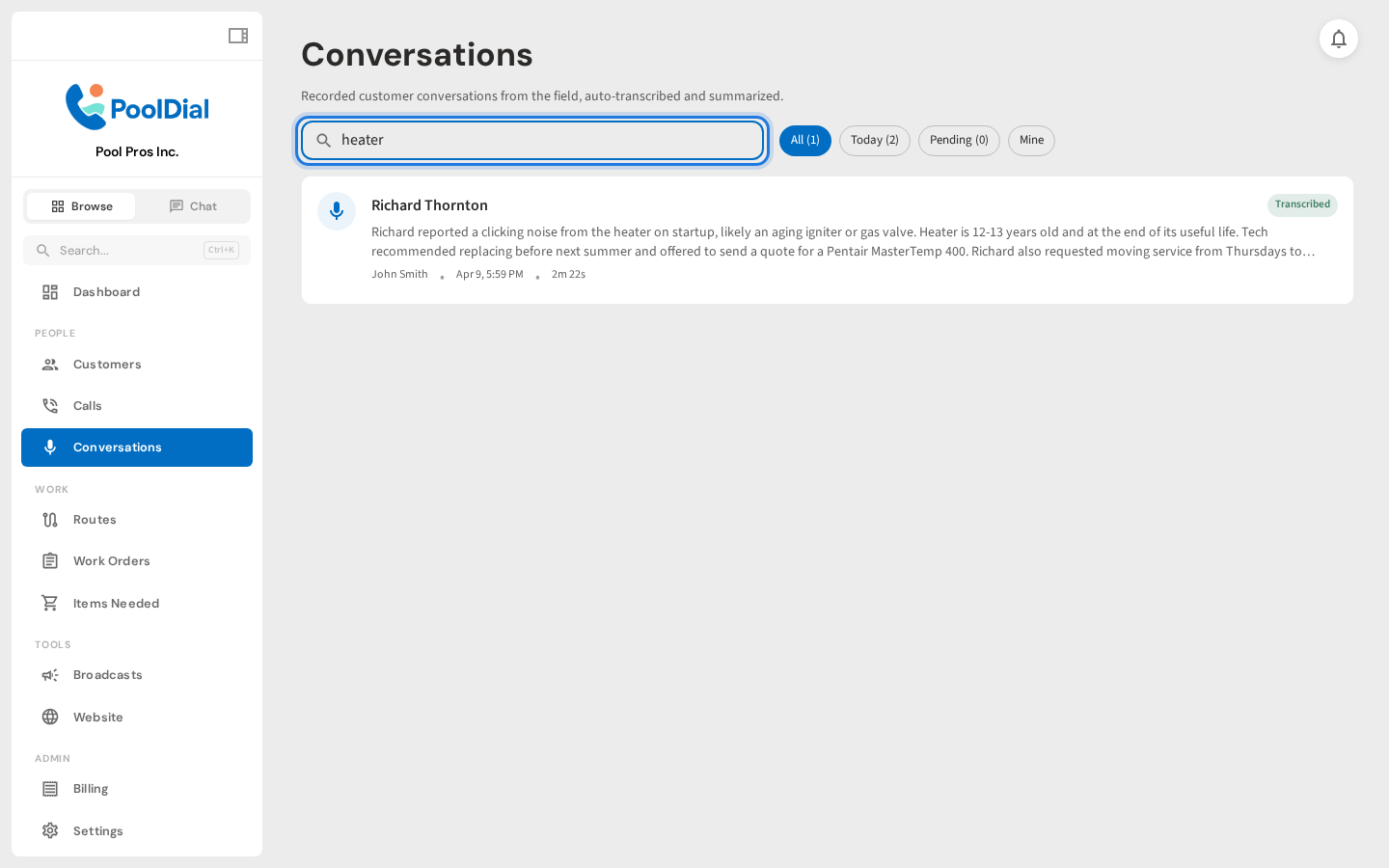 Search bar with query typed