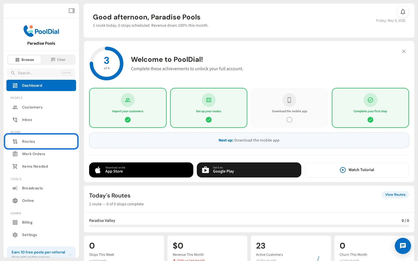 Open Routes page