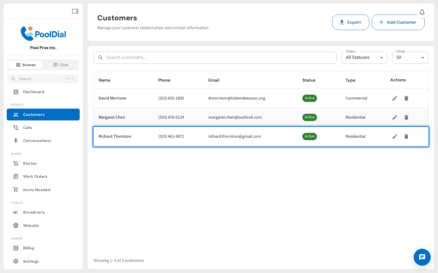 Click the customer to open their detail page