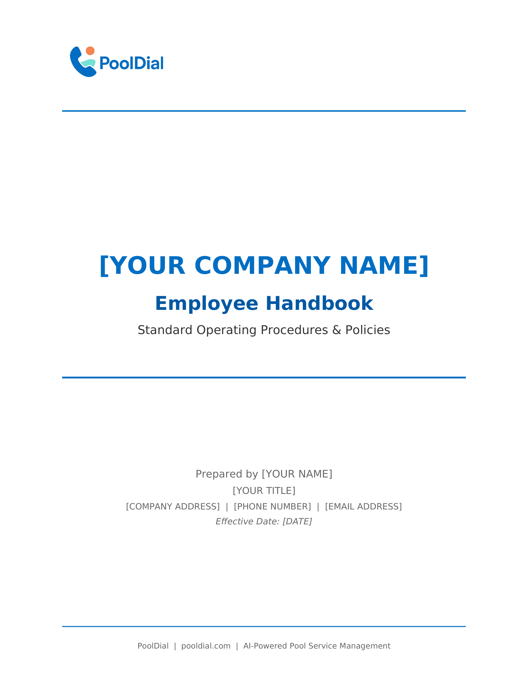 Pool Company Employee Handbook preview
