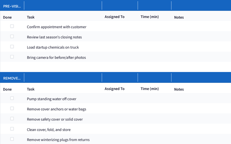 Seasonal Opening & Closing Checklists preview