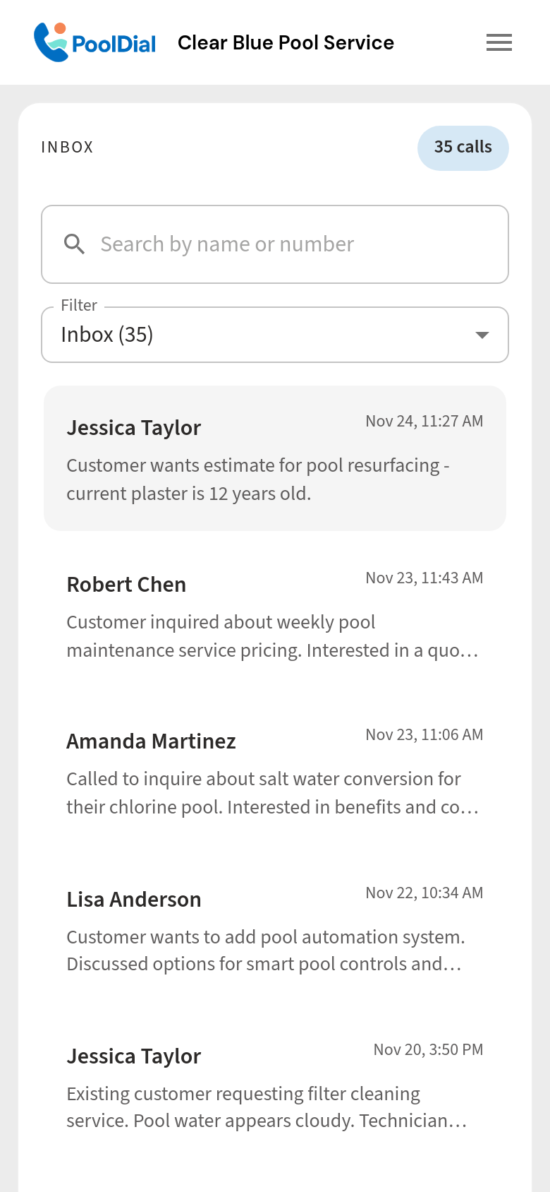 PoolDial on mobile