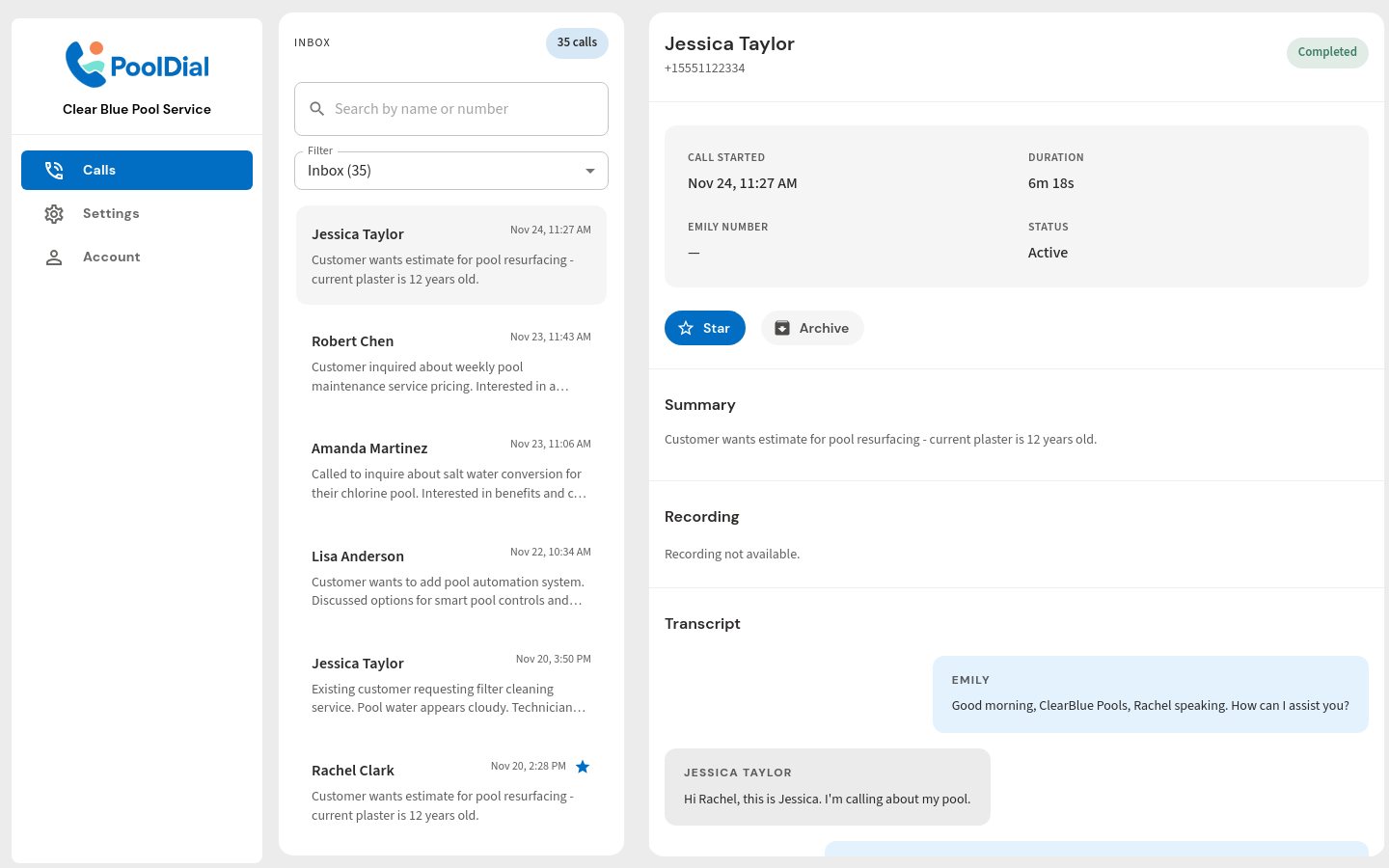 PoolDial dashboard on desktop